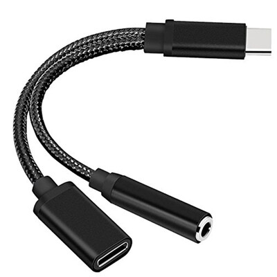 

2 in 1 Nylon Braided USB 31 Type-C Charger&35 mm Audio Headphone Jack Adapter Cable Converter
