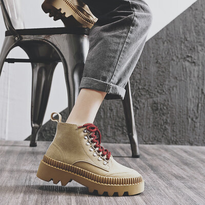 

Thick-bottom Martin boots female British wind autumn&winter new round head strap motorcycle