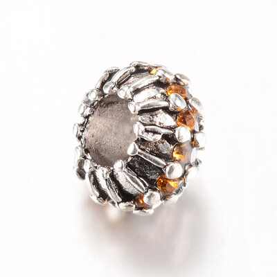 

Alloy Rhinestone European Beads Large Hole Beads Rondelle Topaz 10x78mm Hole 5mm