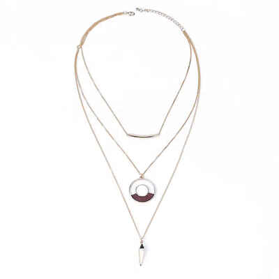 

80mm Extender Chain Multi-layer Long Disc Bar Pendant Alloy Gold Chain Necklace for Women