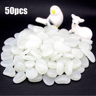 

50pcs Glow in the Dark Garden Pebbles for Walkways Aquarium Decor Plants Luminous Stones