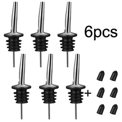 

6 Sets Stainless Steel Oil Wine Liquor Bottle Pourers Dispenser with Cap Stopper