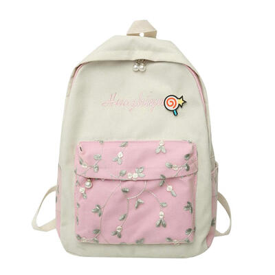 

Floral Letter Lollipop Decor Travel Backpacks Canvas Women Large Knapsack
