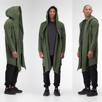 

Men Women Cardigan Hooded Cloak Cape Coat Long Jacket Trench Outwear Overcoat