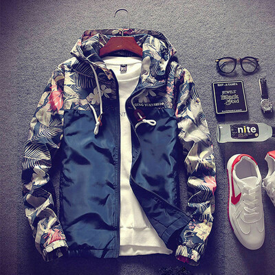 

Mens Casual Camo Thin Hooded Jacket Wind Breaker Sport Loose Coat Tops Lot