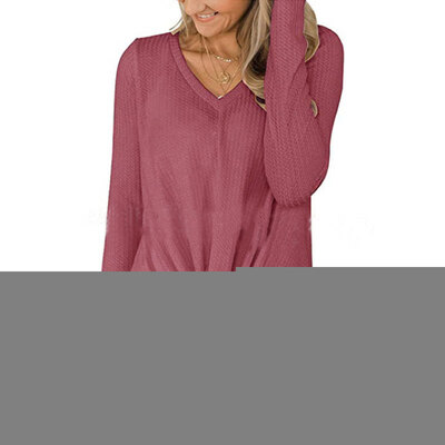 

Women Autumn Fashion Solid Color Casual Long Sleeve V-collar Sweaters