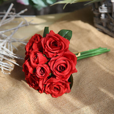 

FUNNYBUNNY Artificial Fake Flowers Silk Artificial Roses 9 Heads Bridal Wedding Bouquet for Home Garden Party Wedding Decoration