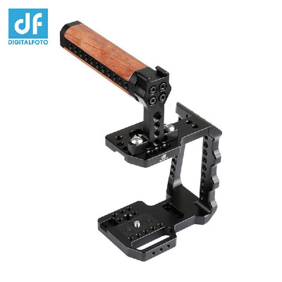 

DF DIGITALFOTO ELFIN-BMPCC4K Aluminum Alloy Video Camera Cage with Top Wooden Handle for BMPCC 4K Camera