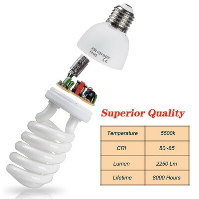

45W 110V Energy Saving Light 5500K Daylight Spiral Bulb Lamp Photography
