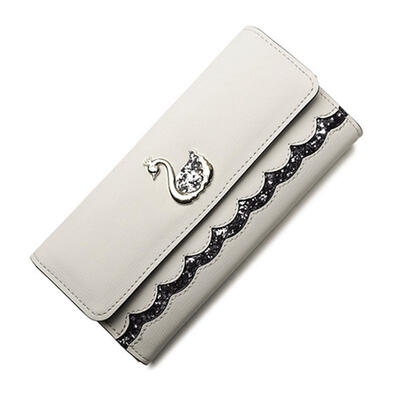 

Ladies Hand-held PU Wallet Women Zipper Swan Long Section Wallet Large Capacity Money Clip Purse Phone Bag