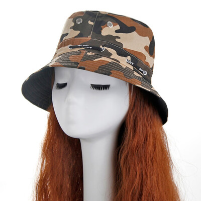 

5 Colors Unisex Men Women Summer Cotton Bucket Hat Outdoor Fisherman Camo Cap