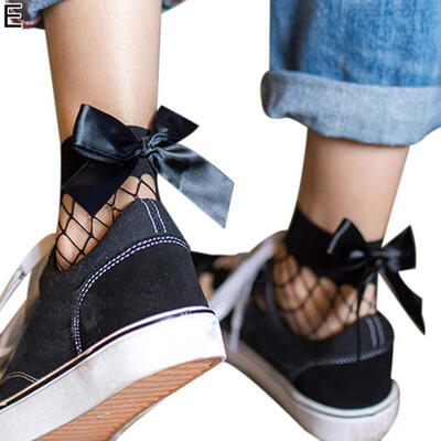 

Women Girls Sexy Fashion Fishnet Ankle Bowknot Hollow Mesh Fish Net Short Socks