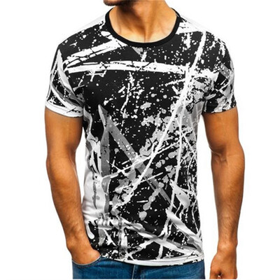 

Toponeto Mens Gradient Striped Pattern Casual Fashion Lapel Short Sleeve Shirt