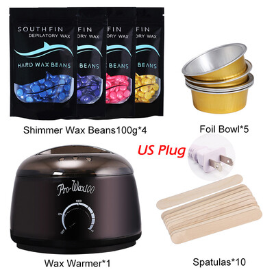 

〖Follure〗Wax Warmer Heater Pot Machine Kit 400g Wax Beans 10pcs Hair Removal Sticks