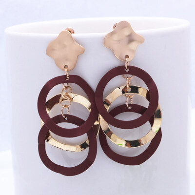 

EK439 Korean Style Gold Color Multi-layer Round Big Circle Earrings for Women Fashion Hyperbole Retro Simple Wild Party Earrings