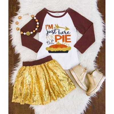 

Toddler Kids Girl Thanksgiving 2pcs Outfit Set T-Shirt Tutu Skirt Dress Clothes