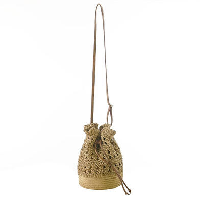 

Women Crochet Crossbody Shoulder Bucket Bag Drawstring Beach Straw Handbag