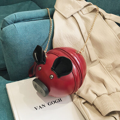 

Qiao Bani 2019 new South Korea ins fashion hit color funny pig head geometry bag shoulder diagonal trend handbags