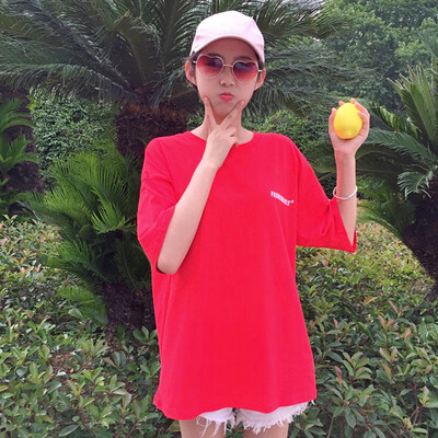 

Couple Casual Fashion Cotton Round Neck Letters Print Short Sleeve Loose Pullover T-Shirt
