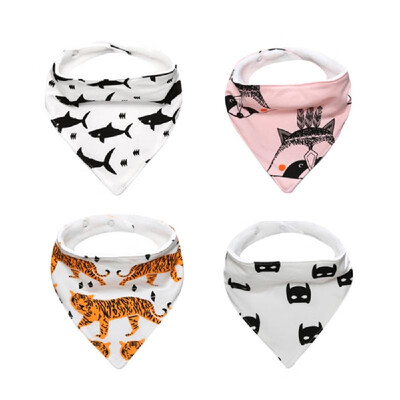 

Baby Bandana Drool Bibs 100 Organic Cotton 4 Pack Triangle Soft Absorbent 2 Layers Adjustable Small Animals for Home Life Travel