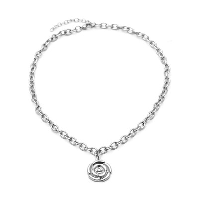 

Trendy Stainless Steel Necklace For Women Silver Color Beads Chain Flower Elephant Pendant Necklace Engagement Jewelry Chokers
