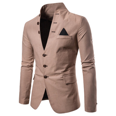 

Toponeto Fashion Mens Casual Solid Long Sleeve Jacket Stand Neck Coat