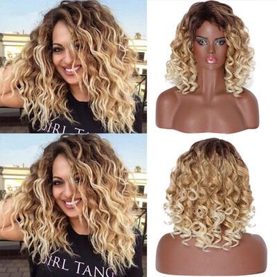 

〖Follure〗Black Gold Curly Hair Wig Synthetic Water Wave Curly Long Hair Wigs Fashion