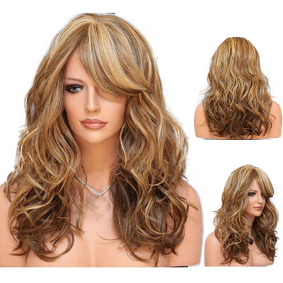 

〖Follure〗60cm Womens Heat Resistant Hair Blonde Long Curly Full Wig