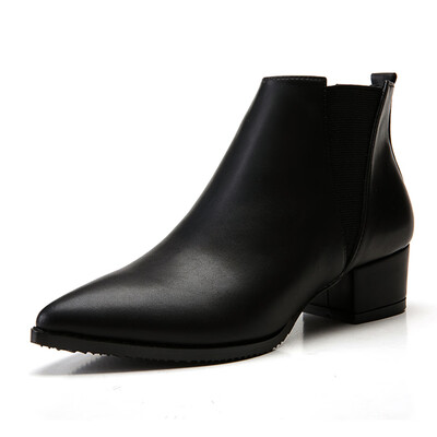 

Thick Heel Simple Ankle Boots Pointed High Heel Women\ Boots