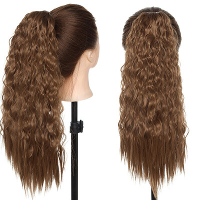 

18" Long Drawstring Ponytail Synthetic Kinky Straight Bun Ponytail Extensions Hairpiece Clip on Ponytail Extensions for Women