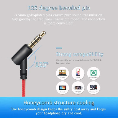 

Wired Gaming Earbuds AUX 35mm Stereo Music Gaming Earphone Long Microphone Portable Headset for Laptop Smart Phones PC