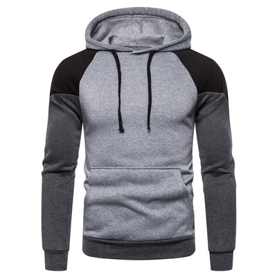 

Toponeto Men Autum Winter Long Sleeve Hooded Sweatshirt Patchwork Outwear Tops Blouse