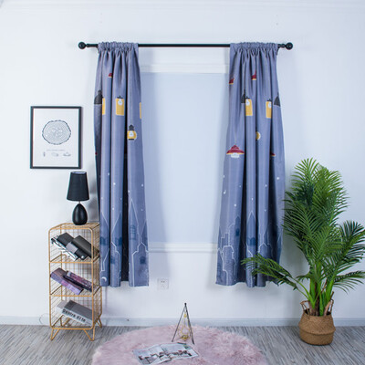 

Gobestart Lights pattern shading short Curtain Valance 2 Panel Fabric Heavyweight Window