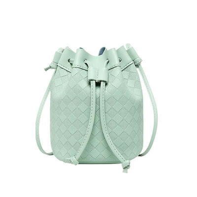 

Korean Style Rhombic Drawstring Messenger Bag Fashion Chic Solid Color Women Bucket Bag