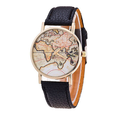 

New Womens Watch Bracelets World Map Love Leather Band Analog Quartz Vogue Wrist Watches Brand New High Quality Luxury Watch F