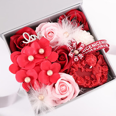 

Romantic 4 Color Valentine Scented Soap Artificial Rose Gift Box Wedding Birthday Girlfriend Romantic Fragrant Petals Flowers