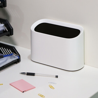 

Toponeto Modern Oval Shatter-Resistant Plastic Small Trash Can Wastebasket