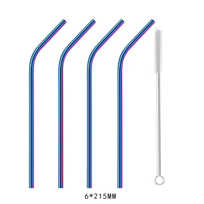 

4 Pcs Stainless Steel Drinking Reusable Straws Cleaner Brush Kit