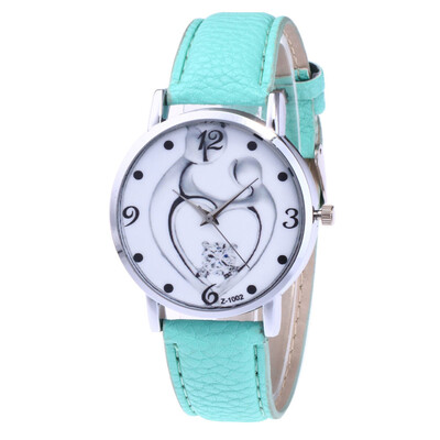 

Top Brand New Watch Women Girl Heart Leather Wristwatches Casual Sport Fashion Female Crystal Luxury Quartz Watches &Ff