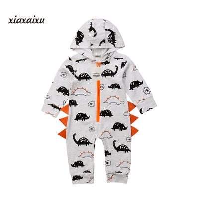 

Newborn Baby Boys Girls Long Sleeved Dinosaur Hooded Romper Jumpsuit Autumn Outfits Clothes