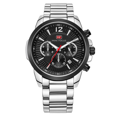 

MINIFOCUS MF0087G 4867 Leisure Luminous Calendar Quartz Steel Band Men Watch with Box