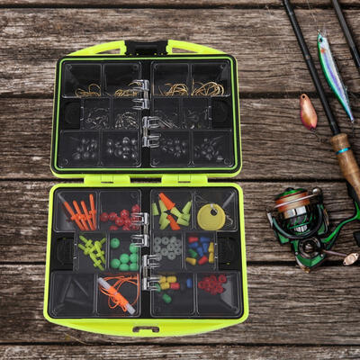 

Greensen Rock Fishing Tackle Kit Box Swivels Hooks Sleeves Soft Beads Tubes Clips Set Accessory