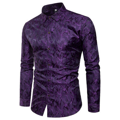 

Luxury Men Slim Fit Dress Shirt Long Sleeve Stylish Formal Casual T-shirt Top