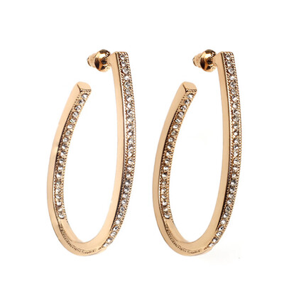 

Fashion Oval Hoop Earrings For Women Rose Gold Color Austrian Rhinestones Earring Jewelry
