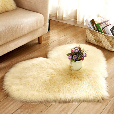 

Gobestart Wool Imitation Sheepskin Rugs Faux Fur Non Slip Bedroom Shaggy Carpet Mats