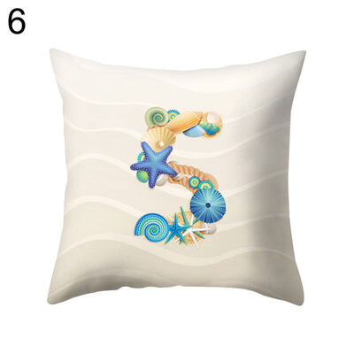

Shell Starfish Letter Square Throw Pillow Case Cushion Cover Bedding Articles