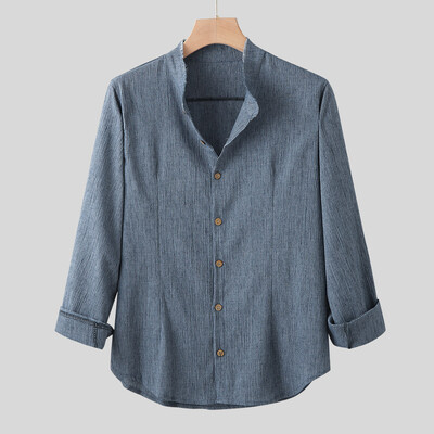 

Toponeto Fashion Mens Needle show Autumn Long Sleeve Casual Fit Cotton Round Top Blouse