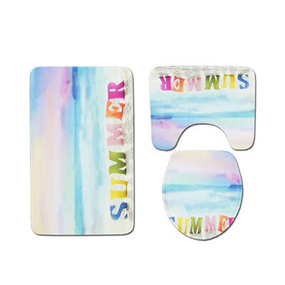

3Pcs Summer Sandbeach Coconut Palm Starfish Printing Patern Mats Kit Bathroom Toilet Non-Slip Cover