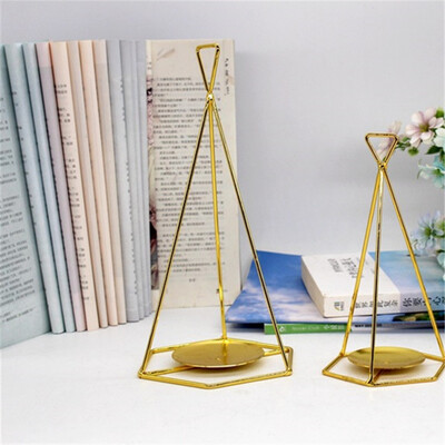 

Gobestart Geometric Iron Light Candle Holder Candlestick Creative Lantern Indoor Decor
