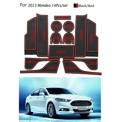 

14pcs Replacement for Mondeo 2013 Non-Slip Interior Door Groove Cup Pad Gate Slot Cushion Anti-Slip Mat